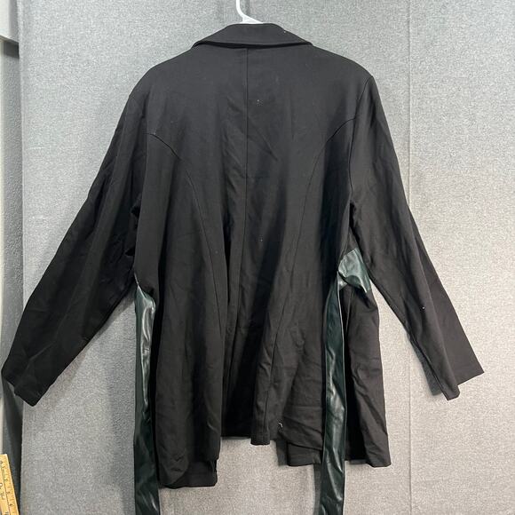 Attitudes by Renee Techno Crepe Blazer w/ Faux Leather Belt Black Size 2X - Picture 2 of 16